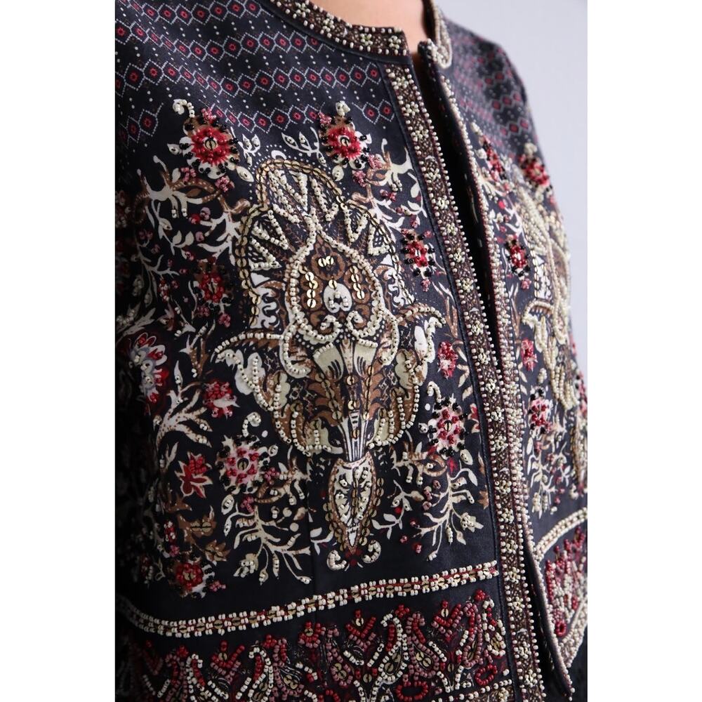 Soft Surroundings Mandala Beaded Bolero Cropped Jacket Multicolored Large Boho - Picture 3 of 16